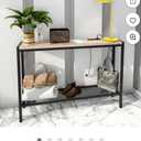 Entryway Table with Power Outlet, 43" Farmhouse Industrial Narrow Console Table with storage shelf, 2 USB and 2 Sockets Sofa Table for Entrance, Living Room and Hallway with long Power Cord, Beechwood