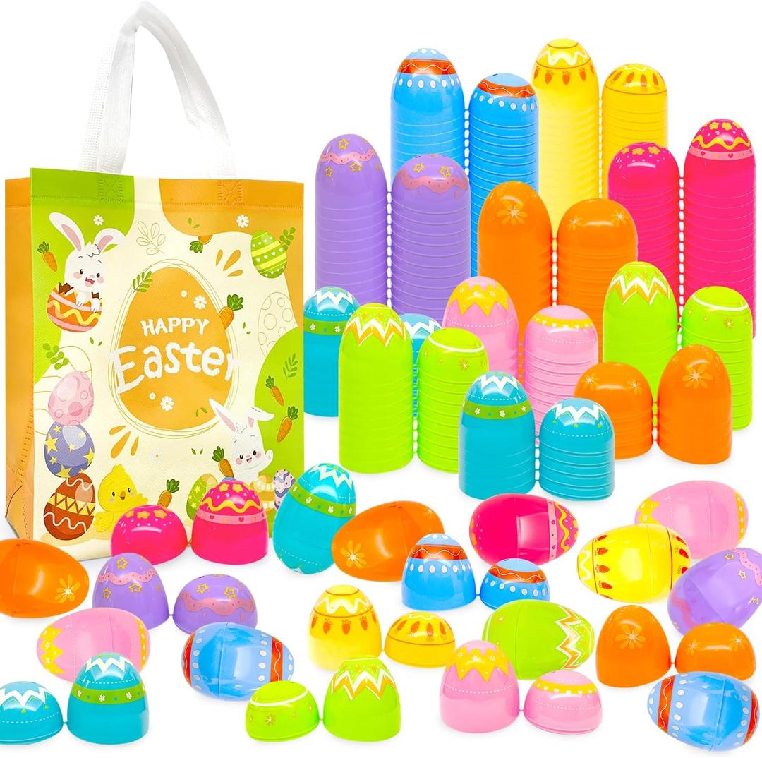 PARSUP 48Pcs 3.15'' Painted Jumbo Large Iridescent Easter Eggs for Kids Basket Bag Stuffers Fillers, Easter Hunt Game, Toys Filling Treats and Easter Theme Party Favors
