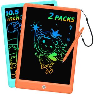 BUKEBU LCD Writing Tablet Doodle Board, Colorful Drawing Pad, Electronic Drawing Tablet, Drawing Pads,Travel Gifts for Kids Ages 3 4 5 6 7 8 Year Old Girls Boys (10.5 inch, Blue&Orange)