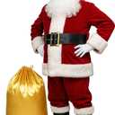 Potalay Men's Deluxe Santa Suit 11pc. Christmas Adult Santa Claus Costume