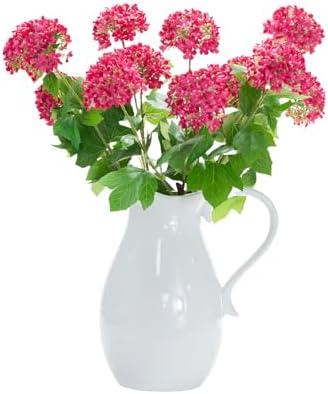 EUEUZLT Hydrangea Artificial Flowers Fake Hydrangeas - Silk Flowers 4 Pack 28 Inch Long with 12 Real Touch Blooms, Snowball Viburnum for Wedding and Home Decor(Rose red)