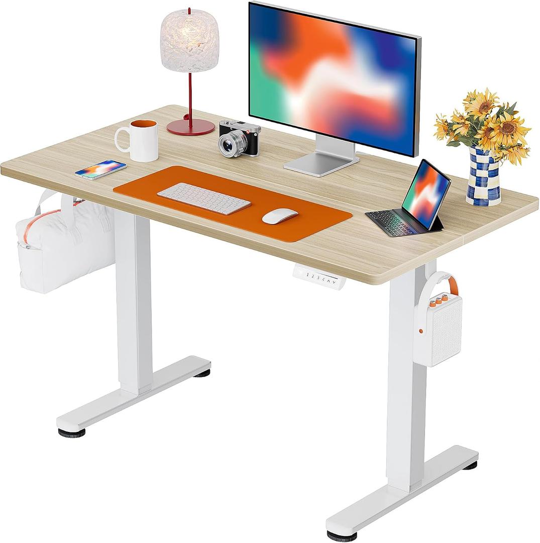 ErGear Height Adjustable Electric Standing Desk, 44 x 24 Inches Sit Stand up Desk, Memory Computer Home Office Desk, Natural