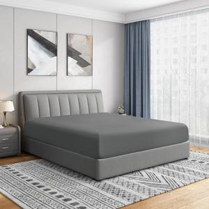 Cathay Home King Fitted Sheet - Double Brushed Ultra Soft  Wrinkle & Fade Resistant - 14" Standard Pocket Fitted Sheet Only - Good Fit for 12"-16" Deep Mattress (King, Gray)