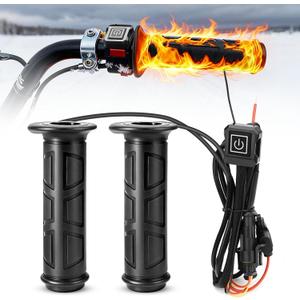 JERBOR ATV Heated Handlebar Grips, 12V 3 Heat Settings Waterproof Heated Handbar Warmers Fit for 7/8" ATV Handlebars