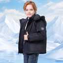 WULFUL Kid's Waterproof Ski Jacket Warm Fleece Hooded Boy's and Girl's Winter Snow Coat Outwear,Windproof RainCoat (Black)