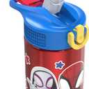 Zak Designs Marvel Spider-Man 18/8 Single Wall Stainless Steel Kids Water Bottle, Flip Straw Locking Spout Cover, Durable Cup for Sports or Travel (15.5oz, Non-BPA, Spidey and His Amazing Friends)