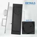 Modern Pocket Door Hardware Set - Privacy Lock with Finger Flush Pulls & Soft Close, for Sliding Barn Doors, Pocket Doors, Bedroom (Black, Entrance)