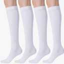 FITRELL Women's Knee High Socks Outdoor Sport Athletic Socks Casual Stripe Tube Socks 4 Pack, One Size