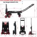 Upgraded 3 in 1 Convertible Folding Hand Truck with Brakes, Hand Truck Dolly Heavy Duty 660lbs Capacity, Stair Climbing Cart with Adjustable Shovel Board and Fixed Handle for Moving