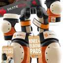 SKATEWIZ Knee and Elbow Pads Adult - Skating Protective Gear Adult - SHIELD - Size L Orange - Skate Gear Roller Skates, Skateboard and Inline Skates
