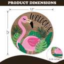 Welcome Tropical Flamingo Front Door Sign, Monstera Palm Leaves Wood Hanger Outdoor Outside Porch Home Decor, Summer Hawaii Farmhouse Rustic Wooden Wreath Indoor Wall Hanging Decoration