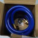 Lightweight Coiled Water Hose: 10ft Curly Hose with 3/4 inch GHT Brass Connectors - 1/2 inch Diameter for Patio Balcony RV Short Range Watering (Blue)