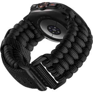 Bandletic Rugged Paracord Compatible with Samsung Galaxy Watch Ultra Bands 47mm (2025/2024) for Men, Handmade Woven Braided Tactical Military Survival Nylon Strap, Large, Black Buckle-Black