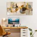 HGUAOA Abstract Wall Art for Living Room - Large Yellow and Orange Geometric Artwork - Modern Paintings for Office Decor - Contemporary Big Wall Decor for Home or Office 20×40IN