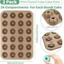 2 Pack Mini Bundlette Cake Pans for Baking, 24-Cavity Mini Fluted Cake Pans, Nonstick Carbon Steel Bundtini Cake Molds, Mini Pound Cake Pan for Cupcakes, Donuts, Cornbread, Brownies, Jellies