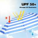 Water Table Umbrella Beach Umbrella & Picnic Table Shade for Kids, Blue White Striped Sandbox Parasol, Adjustable Tilt Outdoor Sun Shade for Picnic Tables, Sandbox, Water Play Tables, Patio, 71" H x 46" W