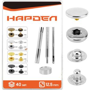 Leather Snaps and Fasteners Kit12.5mm 40 Sets Metal Snap Buttons with Setter Tools Sewing Snaps for ClothingFabricLeather, Clothes, Jackets, Bags, DIY Crafting Silver