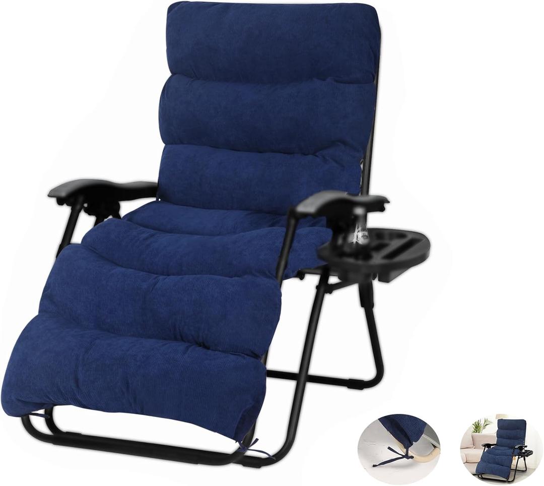 REDCAMP Extra Large Chaise Lounge Cushion for Patio Furniture, 67x24 Inches Wide Zero Gravity Cushion Comfortable Thicker for Indoor Home Office or Outdoor Use, Blue