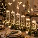 Centerpieces for Tables 24PCS, Floating Candles, Glass Vases, Pearl Strings