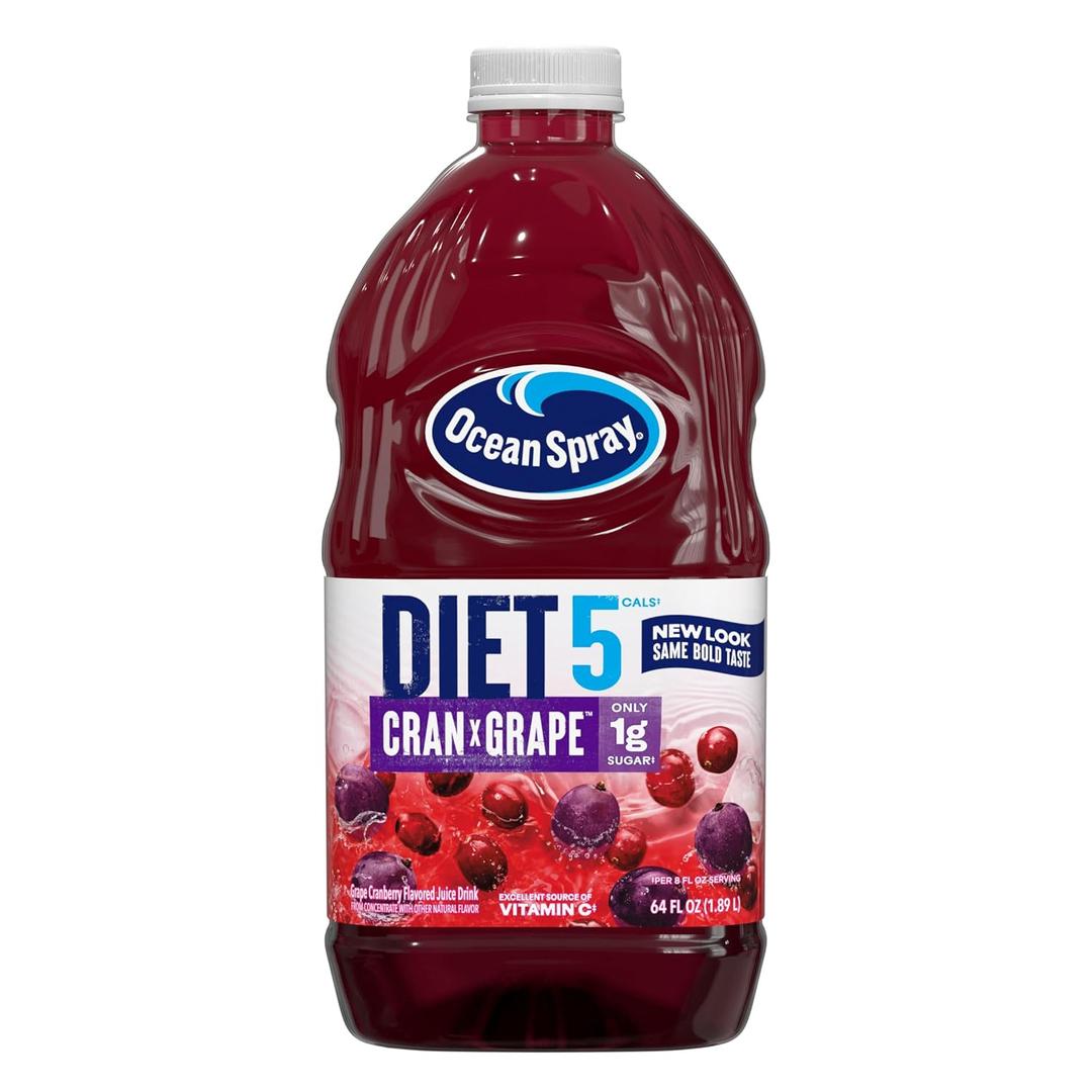 Ocean Spray Diet Cran-Grape Cranberry Grape Juice Drink, 64 Fl Oz Bottle (Pack of 8)