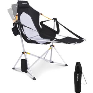 KingCamp Hammock Chair with Footrest Heavy Duty Swinging Rocking Camping Chairs for Adults up to 400lbs, Folding Portable Oversized Rocker with Cup Holder & Pillow for Outdoor Beach Lawn RV Sports