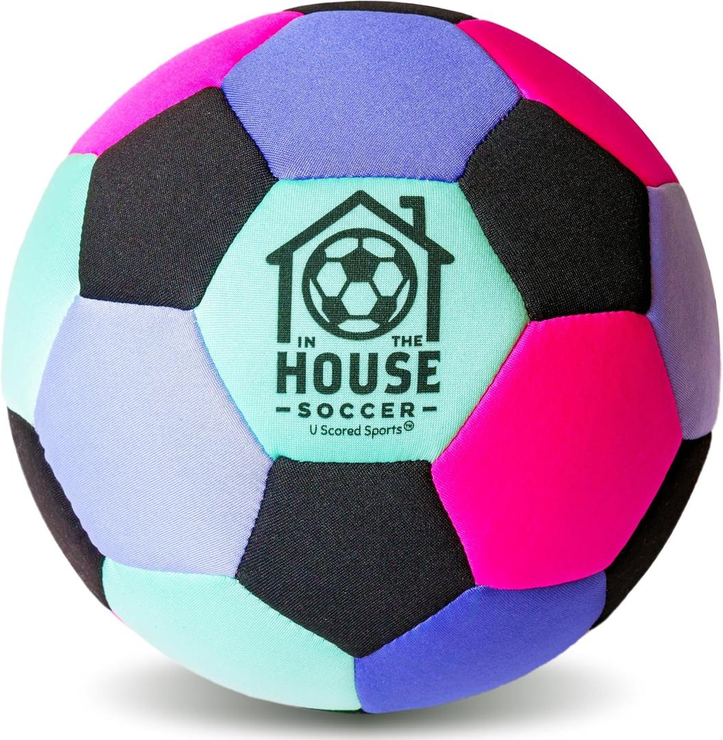 in The House Soccer Ball - Indoor Size 4 Padded Soccer Ball for Girls (Ages 3+), Boys (Ages 3+) & Adults - Bring Soccer Practice Home - Perfect for Juggling - Gift for Soccer Player (Cotton Candy)