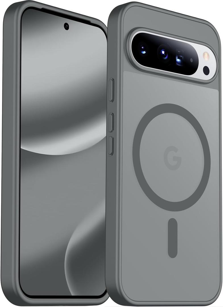 SPIDERCASE Magnetic for Google Pixel 10 Pro XL Case, Military Grade Drop Protection Slim Translucent Matte Shockproof Anti-Fingerprint Phone Case for Pixel 10 Pro XL,Gray
