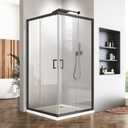 Corner Shower Enclosure, 36 in. D x 36 in. W x 72 in. H Double Sliding Glass Shower Door Square Opening Shower Enclosure with 1/4" Tempered Clear Glass Corner Shower Doors (Shower Base Not Included) (Black)