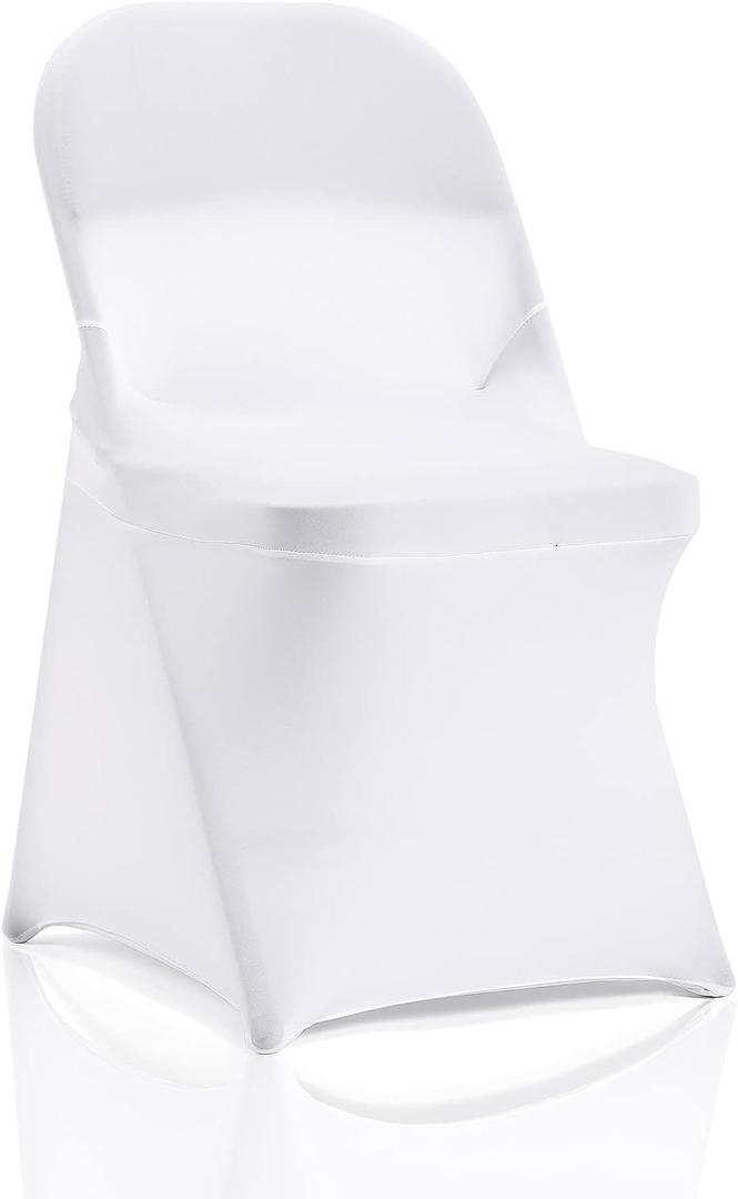 bricia 12 PCS White Stretch Spandex Folding Chair Slipcovers, Dining Room Chair Covers Stretch Chair Slipcovers Protector for Wedding, Banquet, and Party