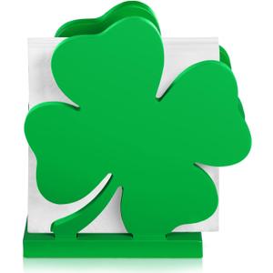 Wooden Shamrock Napkin Holder St Patrick's Day Table Centerpiece Freestanding Napkin Holder for Dinning Table Kitchen Breakfast Nook St. Patrick's Day