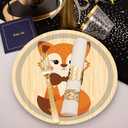 50 Pcs Fox Face Paper Dessert Plates Fox Theme 7" Plates Jungle Animal Party Decorations