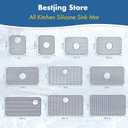 2 Pack Silicone Sink Protectors for Kitchen Sink - 12" x 11" Kitchen Sink with Center Drain Accessory, Non-Slip Heat-Resistant Mat for Bottom of Porcelain Stainless Steel, Dishwasher Safe (Gray)