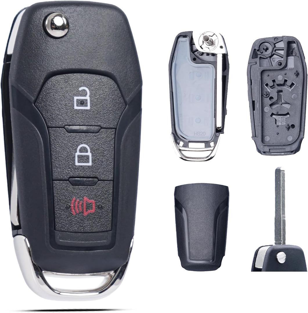 SUPALAND Key Fob Shell Case Cover Replacement Fits for Ford F150 F250 F350 F450 Escape Explorer Ranger 2017 2018 2019 2020 2021 2022 Keyless Entry Remote Control 3 Button Flip Key Cover N5F-A08TAA