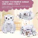 Hollowfly 5 Pcs Owls Plush Toy Gift Set 15.7" Mommy White Owls with 4 Cute Babies Stuffed Animal in Zippered Belly Nurturing Plushies Toy Set for Kid Adults Birthday Birthday Party Favors Gifts