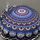 LOVMOC 32 inches Meditation Floor Cushion for Adults, Round Large Thick Floor Pillow, Memory Foam Filling, Blue