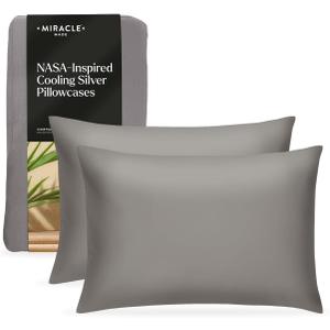 Miracle Made Luxe Soft Cooling Pillowcase, 2-Piece Silver-Infused Cotton Fabric, Cool and Breathable Case for Sensitive Skin, King/Cali King Size Covers, Stone
