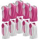Liberty Imports 10 Pack - Reversible Men's Mesh Performance Athletic Basketball Jerseys - Adult Team Sports Bulk (Pink/ White)