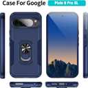 for Google Pixel 9 Pro XL Case [15 FT Military Grade Drop Protection] with Screen Protector & Lens Protector Heavy-Duty Shockproof Kickstand Case for Pixel 9 Pro XL (Blue)
