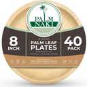 PALM NAKI Palm Leaf Plates | 8" Round | Compostable Bamboo-Style Decorative Plates | Ideal for Events, Gatherings, and Everyday Elegance - 40 Pack