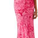 PRETTYGARDEN Women's Floral Bodycon Maxi Dress Summer Beach Sundress Sleeveless Spaghetti Strap Wedding Guest Dress (Pink, XXL)