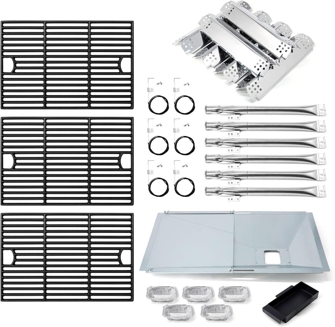 Adviace Replacement Parts for Nexgrill 720-0898, Drip Pan Grease Tray, Grill Heat Plates, Burner Tubes and Igniter, Grill Grates for Nexgrill 720-0898 Deluxe 6 Burner Gas Grill