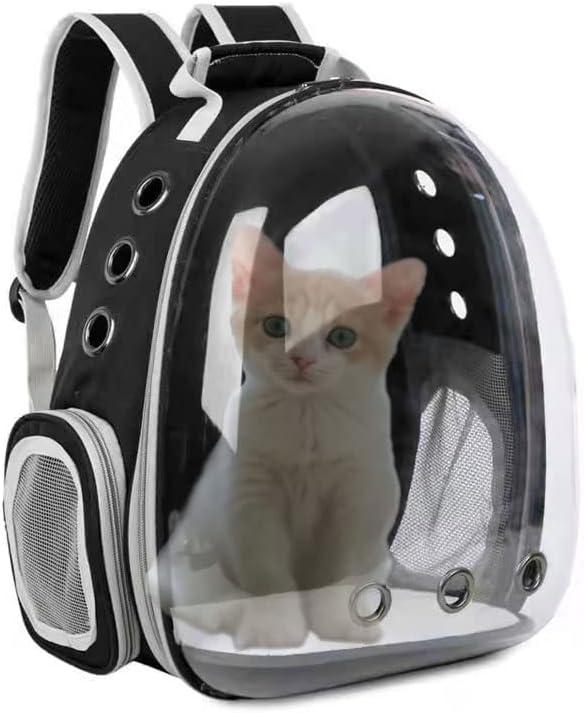 Animal Carrier Backpacks,Transparent Space Capsule Bubble Pet Backpack Bag for Small Dogs Cats Airline Approved Travel Carrier (Black)