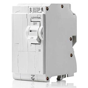 Leviton 35A 2-Pole Plug-On Standard Branch Circuit Breaker, Thermal Magnetic, 120/240 VAC, LB235-T, White