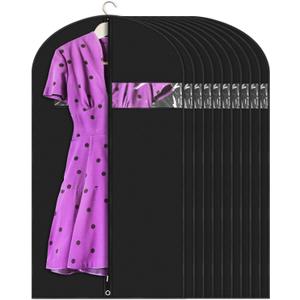 Garment Bags for Hanging Clothes (43'' x 24'' set of 10) Zipper Suit Bags for Travel with Clear Window Durable PEVA Dress Bags