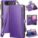 XcaseBar Compatible with iPhone Air 6.5" Wallet case with Zipper Credit Card HolderRFID Blocking,Flip Folio Book PU Leather Phone case Shockproof Cover Women Men for Apple 17 Air case Purple