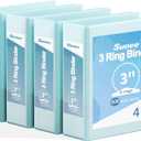 SUNEE 3 Ring Binder 3 Inch 4 Pack, 3" Clear View Binder Three Ring PVC-Free (Fit 8.5x11 Inches) for School or Office Supplies, Blue