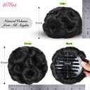 HANNE Hair Buns Hair Pieces for Women Fake Hair Bun Extension Hairs Chignon Pony Tail Bun Artificial Synthetic Hair Extension Women's Hairpiece messy bun hair piece (Natural Black)
