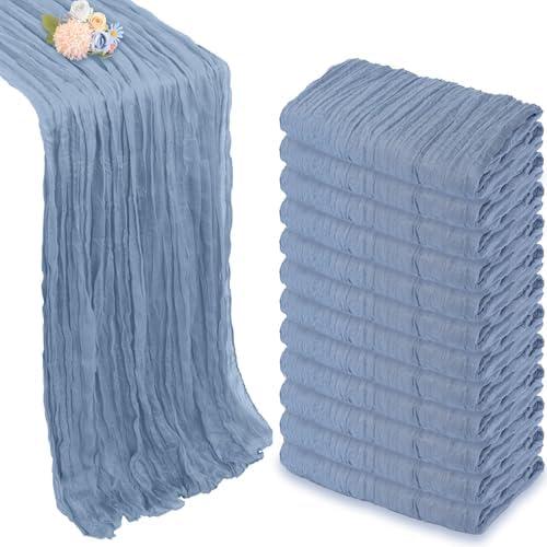 9 Pack Dusty Blue Table Runner 10ft Boho Gauze Fabric Cheesecloth Table Runner 35 x 120 Inch Rustic Sheer Runner for Wedding Decor Baby Shower Party Table Centerpiece Decorations 9 Pack Dusty Blue Table Runner 10ft Boho Gauze Fabric Cheesecloth Table Runner 35 x 120 Inch Rustic Sheer Runner for Wedding Decor Baby Shower Party Table Centerpiece Decorations