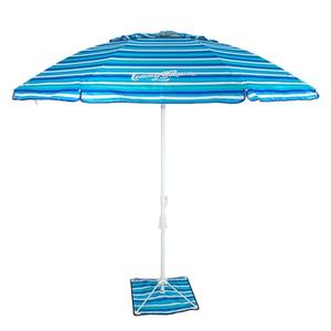 Tommy Bahama 7' Outdoor Beach Umbrella with ANCHORX Heavy Duty Sand Anchor and Carrying Bag, Portable Beach Umbrella with Anchor, Blue Stripe
