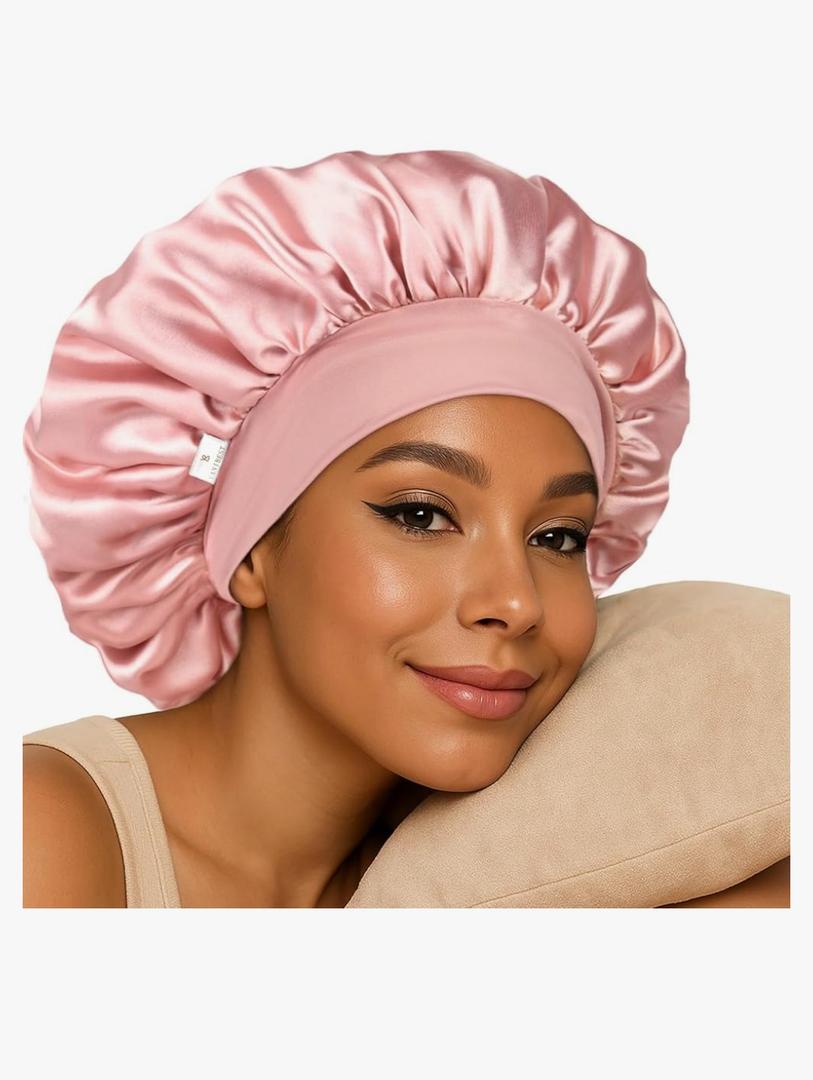 YANIBEST Silk Bonnet for Sleeping Women, Double Layer Hair Satin Bonnets with Elastic Band, Sleep Cap Curly Natural Hair